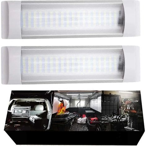 Lot de 2 plafonniers 12 V 72 LED avec interrupteur marche/arrêt (1/5)