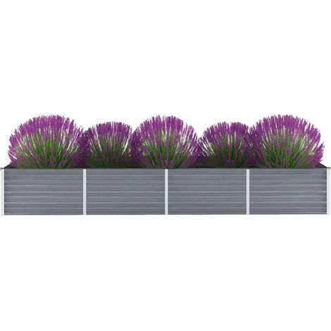 Letto Rialzato Giardino in Acciaio Zincato 320x80x45 cm Grigio vidaXL (1/7)