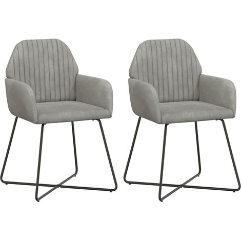 Esszimmerstühle 2 pcs Samt (V) Hellgrau 55 x 50 x 84 cm vidaXL (1/5)