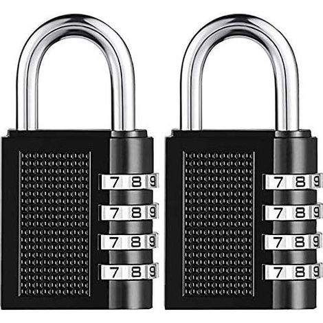 Serrure à Combinaison Serrure Robuste Cadenas Serrure à Combinaison réinitialisable à 4 Chiffres pour l'école, la Salle de Sport, la Remise extérieure, la Porte - Paquet de 2 (1/5)