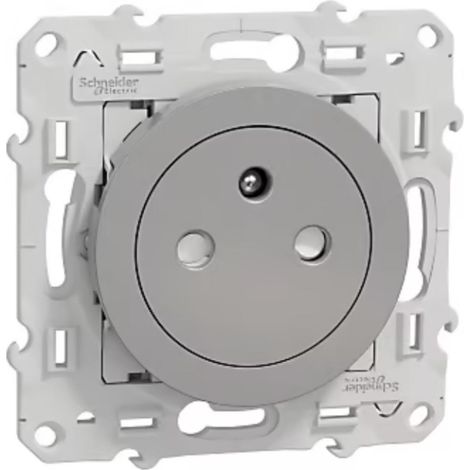 Prise affleurante avec terre 2P+T aluminium 16A - Odace - Schneider (1/2)
