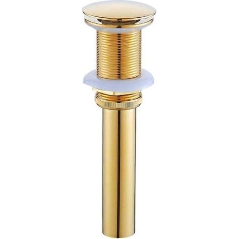 Bonde et accessoires pour vasque et lavabo,Pop-up Rétro Bouchon Bonde de Lavabo Vidange sans Trop-Plein en Laiton Bronzé Universel Valve Draineur d’Evier Vasque Siphon, Or (1/4)
