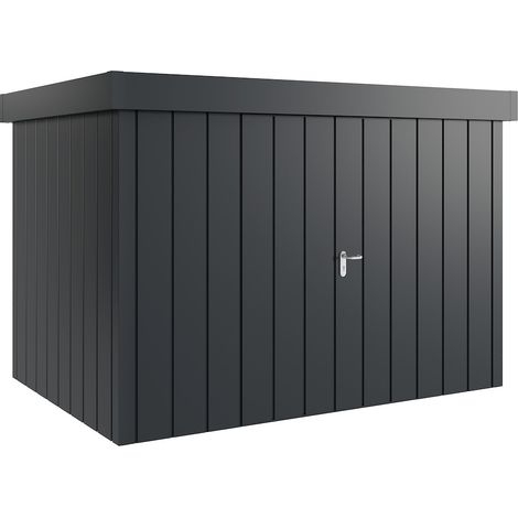 Hörmann Metall-Gerätehaus "Juno" mit Flachdach, JFD12 - Modern, 310 x 214 cm (B x T), anthrazit, 2-flüglige Tür