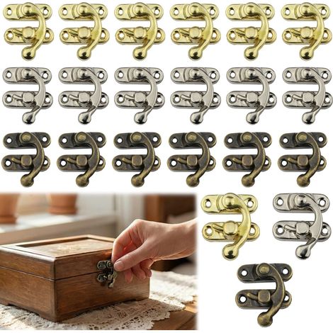 Fermoir Boite,15 Pièces Fermoirs Antiques,Loquet à Rotation,Verrou de Boîte,Crochet de Verrouillage avec Vis,pour Boîtes, Armoires,Boîtes Décoratives(27  32mm) (1/5)
