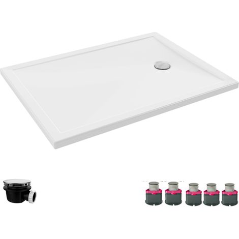 Jacob Delafon – Receveur de douche 120 x 90 cm – Céramique lisse – Bonde à droite avec kit de réhausse – Installation surélevée ou encastrée