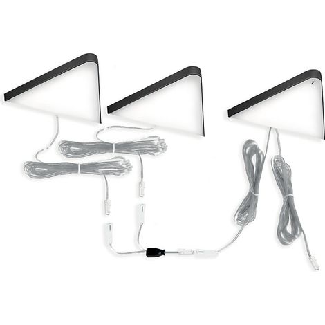Kit 3 spots LED KEY-T 24 V 4 W 3000K (1 master, 2 slave) + transfo 15 W noir - L et S