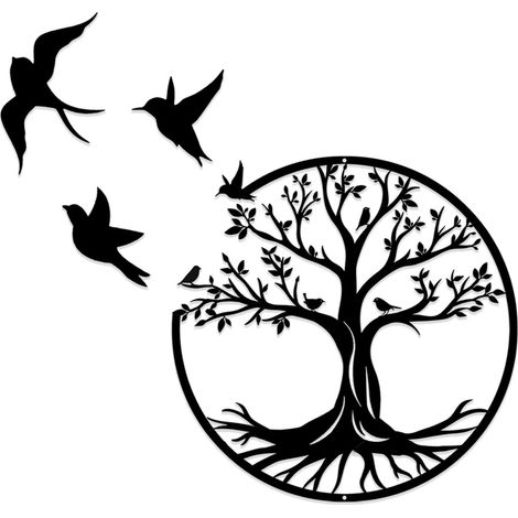 Arbre de vie en métal Décoration,Art Mural en Métal,Art de l'arbre de Vie,Décorations intérieures et extérieures pour la Chambre à Coucher (50cm) (1/5)