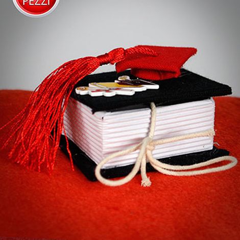 TrAdE Shop Traesio - Bomboniere Laurea Porta Confetti Libro Scatola Cofanetto Con Tocco In Tessuto -