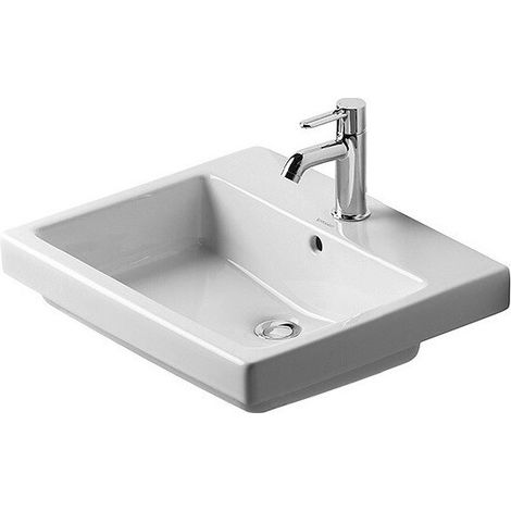 Lavabo à encastrer DURAVIT VEROavec trop plein plage de robinettrie 550x465mm 1 trou de robinetterie blanc
