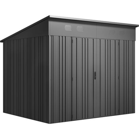 Hoggar – Abri de jardin métal 5,66m2 – Structure autoportante – Double porte renforcée avec serrure – Toit robuste – Colonnes en V pour montage rapide (1/5)