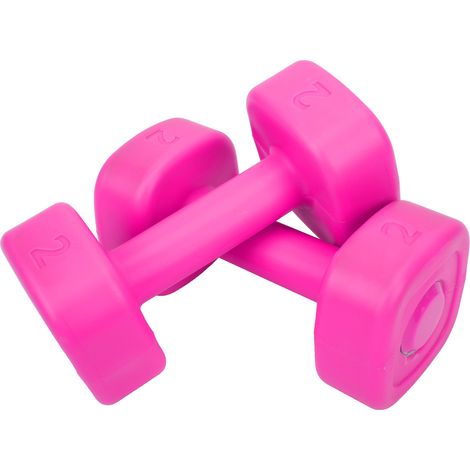 Haltères 2 pièces 4 lb pour fitness, musculation, yoga et perte de poids - Équipement sportif rouge et rose (1/5)