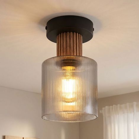 Deckenlampe Deckenleuchte Wohnzimmerlampe LED Rauchoptik Schwarz Metall H 21 cm (1/5)