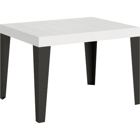Table à manger extensible Flavio 2 pieds 2 rallonges fines 110 à 194 cm-Blanc-2 pieds-2 rallonges fines-110 à 194 cm (1/5)