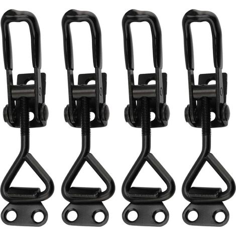 Lot de 4 Loquet à Bascule en Fer Noir,Fermeture à Levier en Métal,Pince à Bascule Réglable pour Boîtes,Coffres,Armoires et Portes,Loquet à bascule en Métal (1/5)