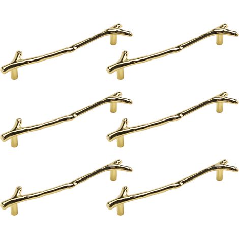 Lot de 6 poignées de porte et boutons de tiroir vintage en forme de branches d'arbre, en alliage de zinc, pour cuisine, placard ou armoire de style campagnard ou montagneux. (1/5)