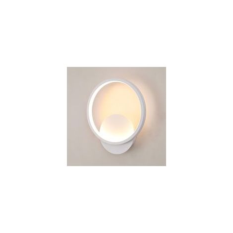 Applique Murale Intérieure LED, 10W Ronde Lampe Murale Moderne, Aluminium Luminaire Mural Lumière Blanche Chaude pour Chambre Salon Salle de Bain Couloir Escalier, Blanche, Ø20cm