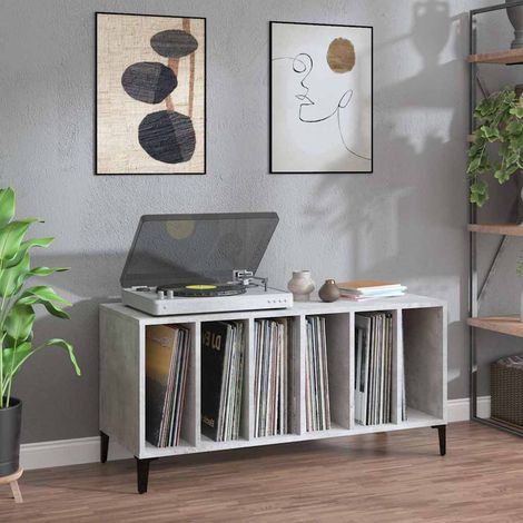 vidaXL Mobile Porta Dischi Grigio Cemento 100x38x48 Legno (1/5)