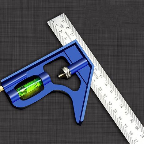 Combination Angle Ruler, 300mm Stainless Steel Combination Square, Combination Square with Spirit Level and Handy Line Pen, Ideal for Measuring, Marking (1/5)