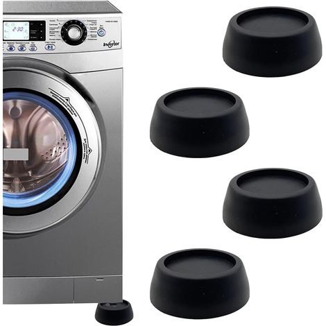 (4 Pcs) anti vibration machine à laver Patin Machine a Laver, Universel Tapis Amortisseurs Lave Linge Socle Anti-Dérapants Pied Drainage Antirouille (1/5)