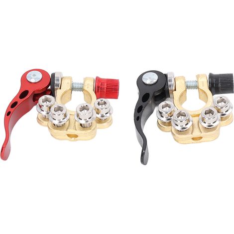 2 Bornes de Batterie Voiture Déconnecteur 4 Voies Positif Négatif pour Poteau Type A SAE/JIS (1/5)