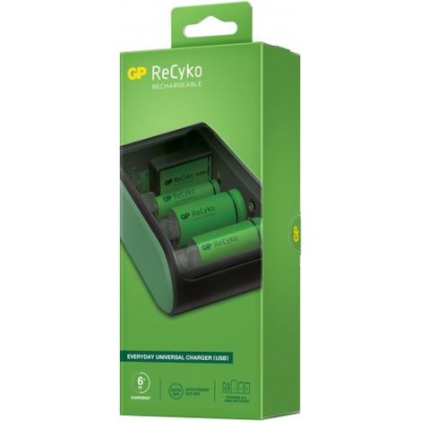 GP Battery Caricabatterie Universale per Batterie Ricaricabili 1,5V AAA, AA, C, D e 9V (1/5)