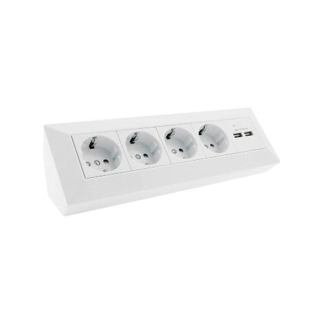 ChiliTec Steckdosenblock Ecksteckdose 4-Fach Schutzkontaktsteckdose 2X USB-A 3,1A Weiß (1/5)