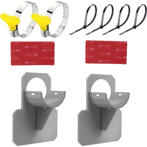 Support de tuyau de piscine 2 pièces pour piscines hors sol, accessoire avec collier de serrage, protection anti-torsion, plastique (gris) (1/5)