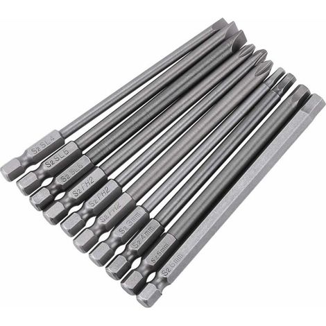 10pcs Embouts de Tournevis Hexagonal Magnétique en Acier Allié 1/4 Pouce Embouts de Tournevis Cruciformes (1/5)