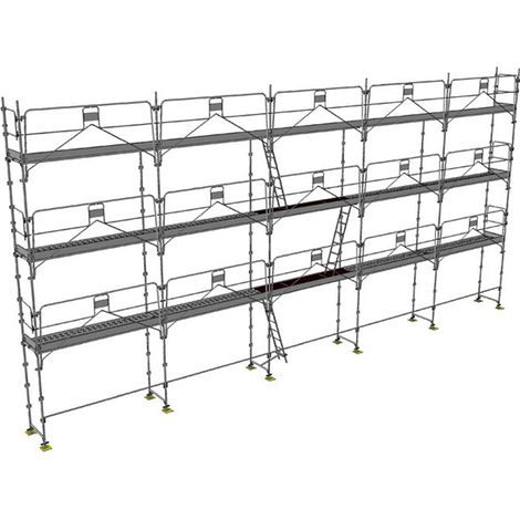 Gerüst 128m² - Struktur + Plattformen -Gelände Version - MEKA48P-128-SP