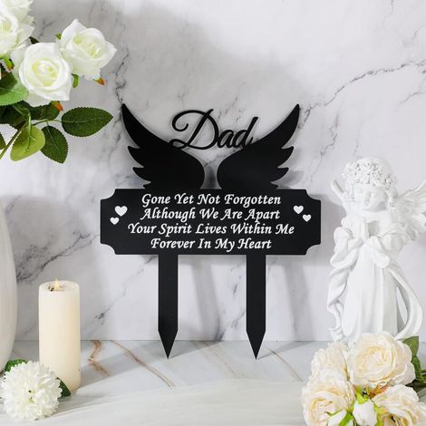 Décorations funéraires pour cimetière, plaques commémoratives en métal étanche, piquets pour la perte d'un être cher, décoration extérieure pour tombe (1/5)