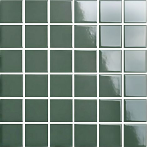 Mosaïque de grès cérame PICCOLO VELVET 5x5cm (finition brillante) - British green - - 411 - British green - boîte de 0.93 m2