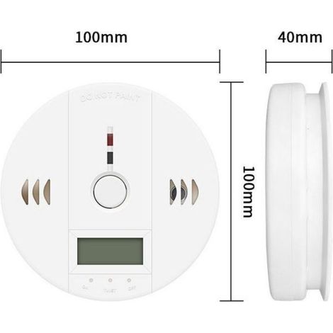 2pcs Détecteur monoxyde de carbone CO - Alarme sonore 85 dB Affichage numérique - Maison bureau - Batterie non incluse (1/4)