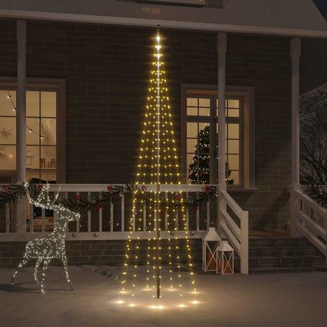 vidaXL Árbol de Navidad en asta de bandera 310 LED blanco cálido 300cm (1/5)