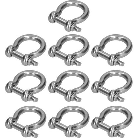 Manille à vis en acier inoxydable 304, forme en D pour câble et chaîne, outil de levage, lot de 10 pièces M8 (1/5)