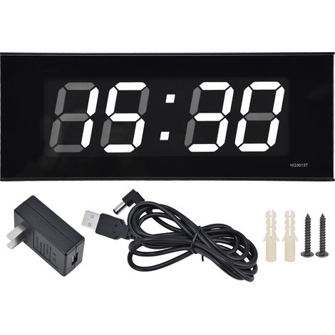 Horloge Murale Numérique LED Silencieuse 36cm Dimming Auto Plastique Verre Grand Affichage pour Bureau Salon Maison (1/5)