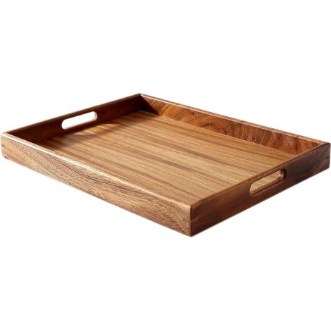 Serviertablett aus Walnussholz – 1 Stück – Eleganter Landhausstil – Integrierte Griffe für sicheren Transport – Wohnzimmer, Küche, Esszimmer – 40 cm (1/5)