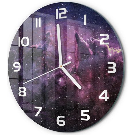 Horloge Murale Ronde Mouvement Fluide Verre Trempé Silencieuse Sans Tic-Tac Brouillard fi 30 cm (1/5)