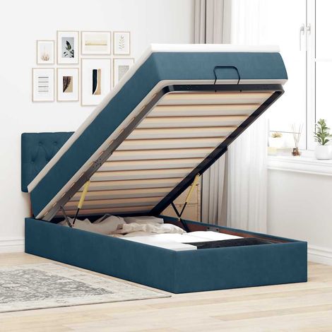 Ottoman-Bett mit Matratze Dunkelblau 90x200 cm Samt (1/5)