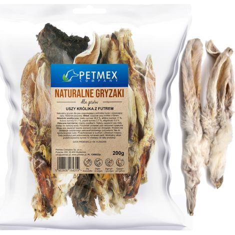Getrocknete Kaninchenohren mit Fell Petmex 200g