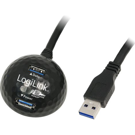 Cavo LogiLink USB 3.0 da 1,5 m, da USB-A/M a 2x USB-A/F con dock a sfera, nero (1/5)