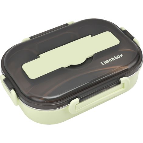 Lunchbox mit herausnehmbarem Tablett, Warmhaltefunktion, lebensmittelechtem Kunststoff, leicht, tragbar, isoliert, grün (1/5)
