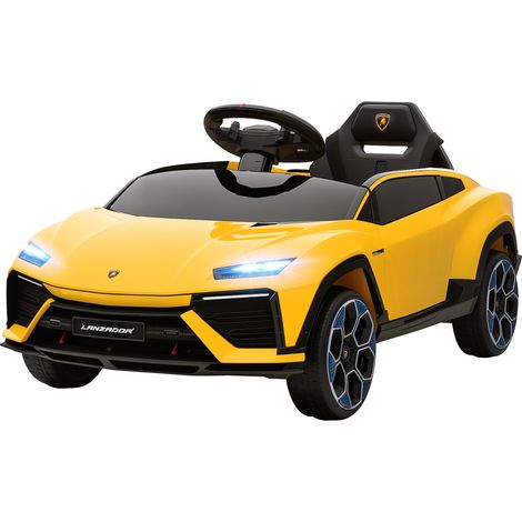 Voiture électrique enfant 12V télécommande 2,4GHz 2 moteurs klaxon LED musique 101,5x49x43cm jaune
