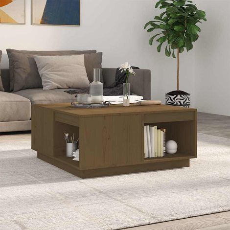 vidaXL Mesa de centro madera maciza de pino marrón miel 80x81x36,5 cm (1/5)