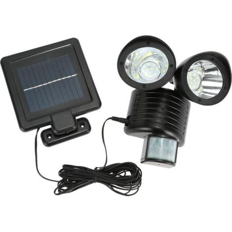 22LEDs Lampe à énergie solaire Panneau motorisé réglable rotatif Double têtes Dural sécurité mur légère Induction détection PIR (1/4)