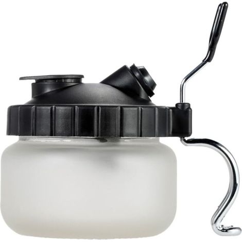 Contenitore per la pulizia dell'aerografo con supporto integrato: serbatoio ad alta capacità da 250 ml, in plastica resistente, ideale per una pulizia rapida e precisa.