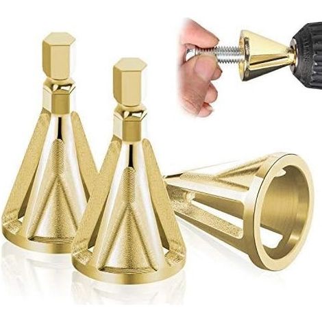 3 Pièces Externe ébavurage Outil à Chanfreiner, Hexa et Triangulaire,Enlever Bavure, Deburring pour Les Forets, Rapidement Les Réparations Endommagés Boulons (Set 3) (1/5)