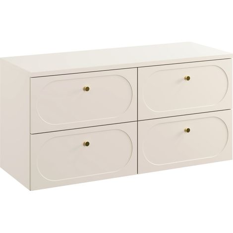 Meuble sous double vasque suspendu avec plan DONNA SAND beige 120 cm (1/5)