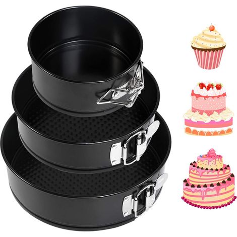 3 Moule à gâteau, Acier inoxydable, Revêtement antiadhésif, Fond amovible, 11cm 18cm 22cm, Pâtisserie maison (1/5)