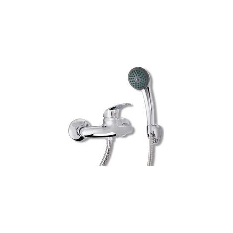 Robinet de douche chrome – Tête de robinet en alliage de zinc – Cartouche céramique durable – Tuyau inox 1,4m – Montage mural (1/5)