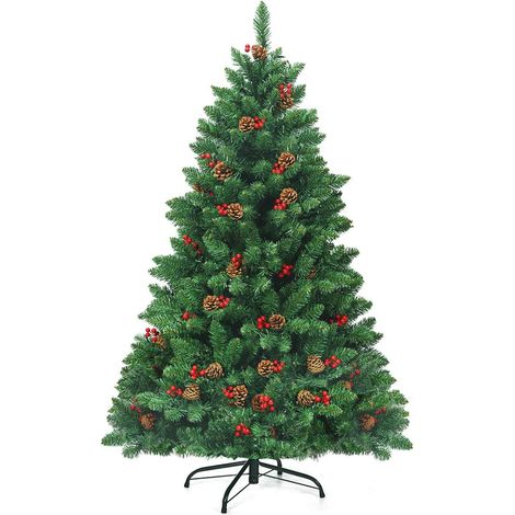 COSTWAY Árbol de Navidad Artificial 135 cm con LED Iluminación y Soporte Fiesta Decoración para Navidad Hogar (1/5)